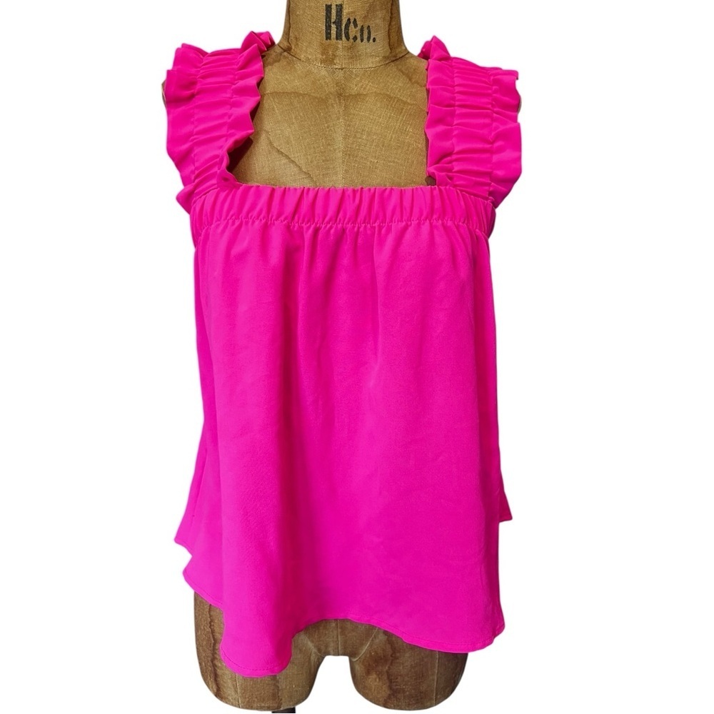 Blu Pepper Fuchsia Ruffle Tie Back Blouse Like New! XS Nordstom